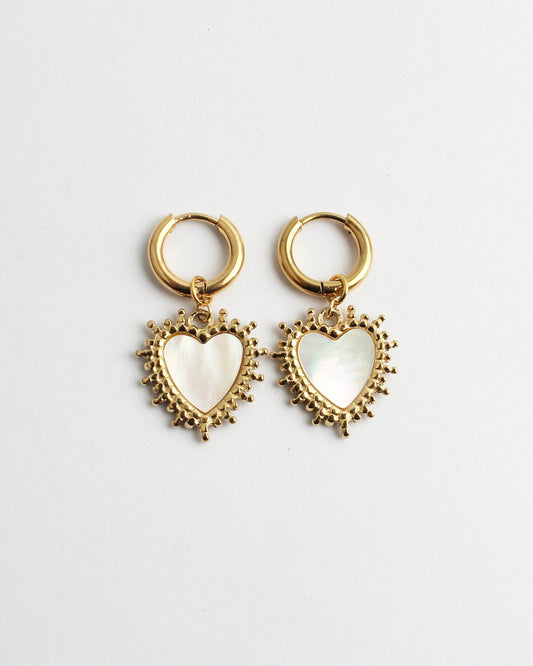 Coeur en forme de coquillage - Boucles d'oreilles - Acier inoxydable