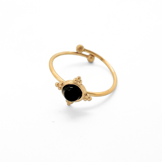 Pierre minimaliste - Bague - Acier inoxydable - Ajustable - Pierre naturelle