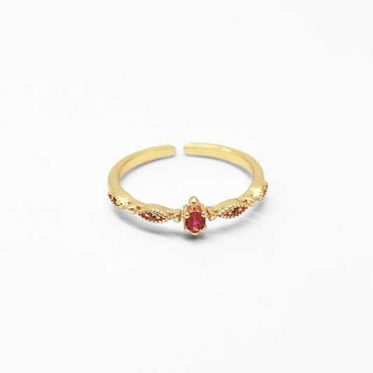 Rubis - Bague - Plaqué - Ajustable