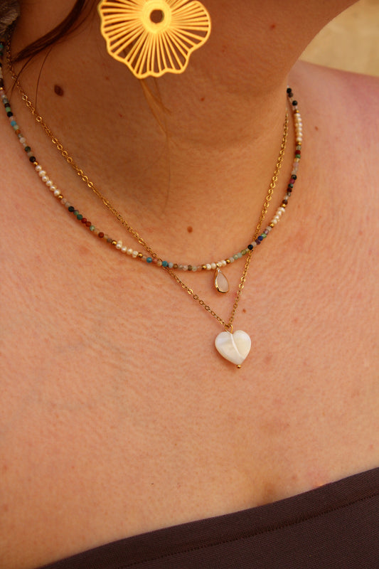 Coquillage en forme de coeur - Collier - Acier inoxydable