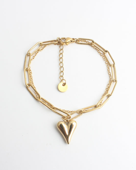 Chunky Heart - Bracelet - Acier inoxydable