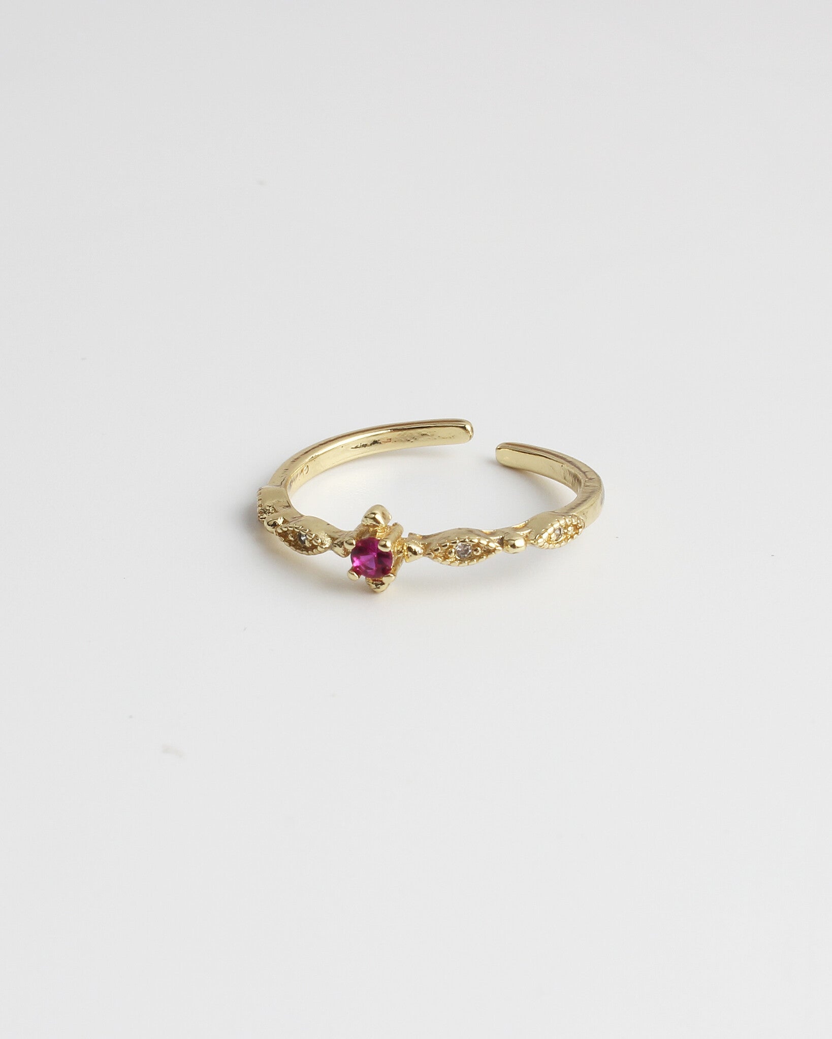 Rubis - Bague - Plaqué - Ajustable