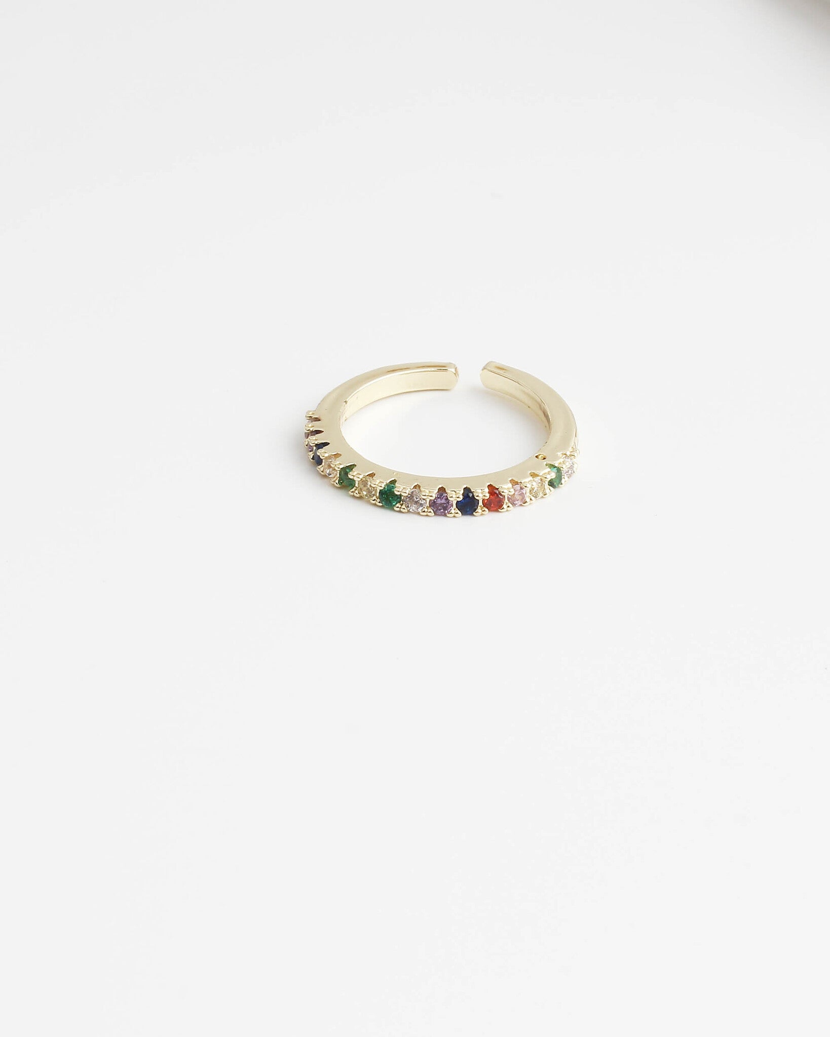 Bague en acier inoxydable avec strass multicolore - Ajustable