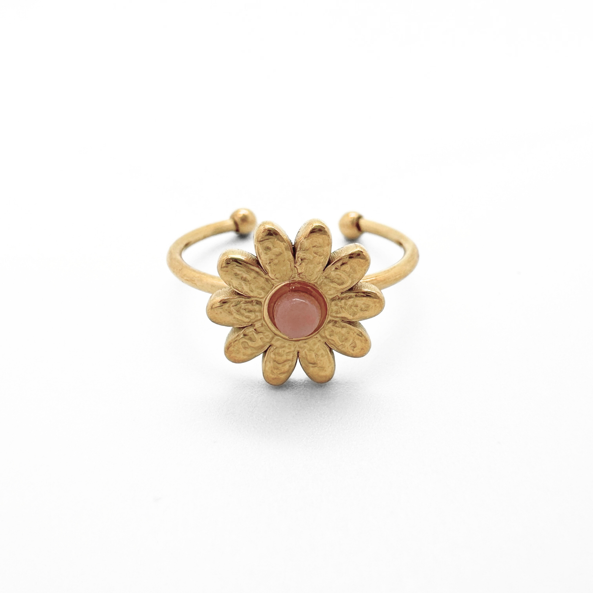 Marguerite - Bague - Pierre naturelle - Acier inoxydable - Ajustable