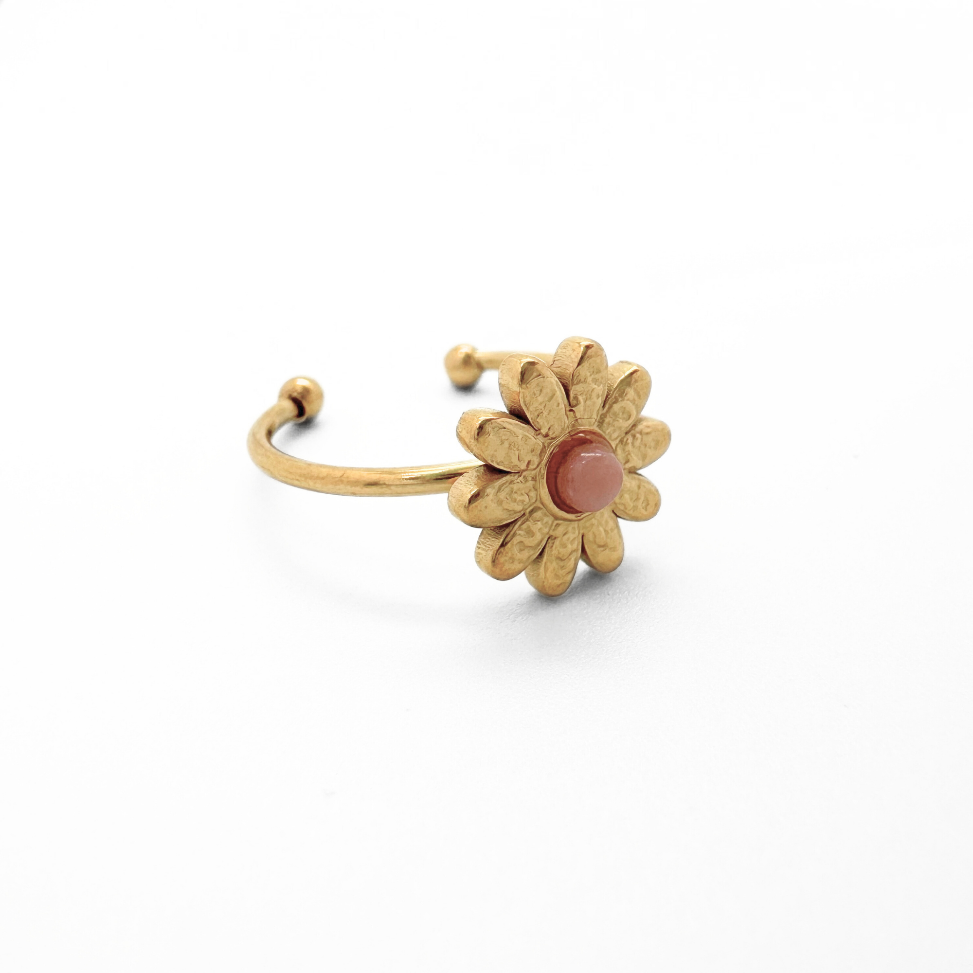 Marguerite - Bague - Pierre naturelle - Acier inoxydable - Ajustable