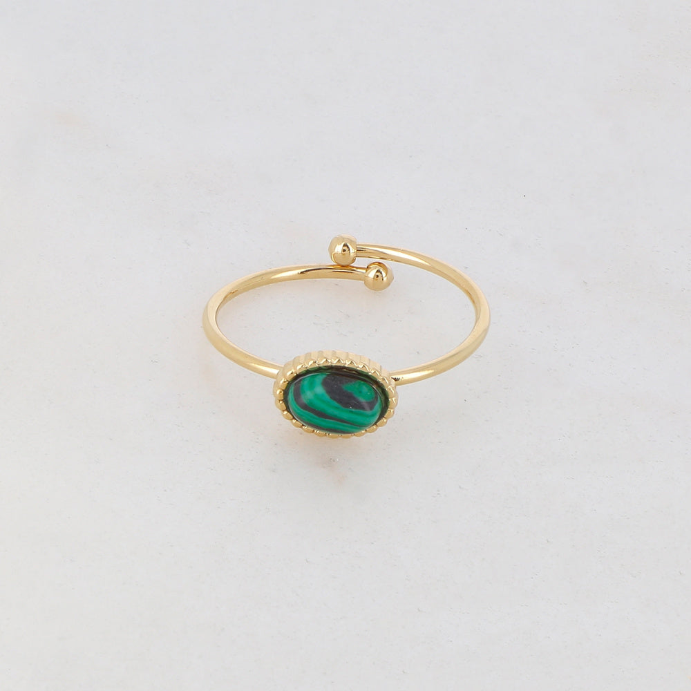 Petite Malachite - Bague - Pierre naturelle - Acier inoxydable - Ajustable