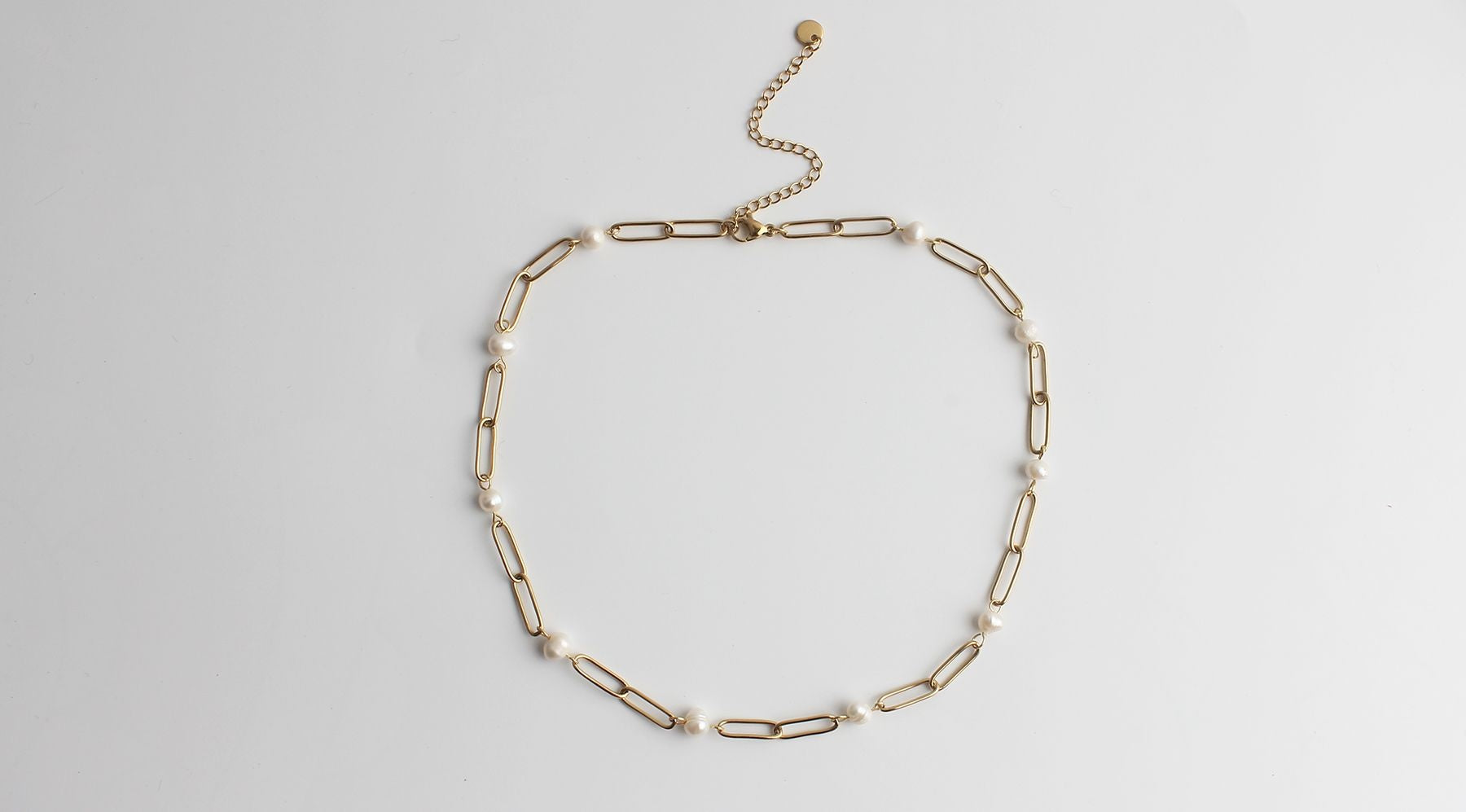 Pearly Chain - Necklace - Stainless Steel