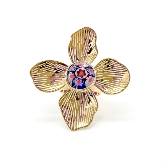 Mega Flower - Bague - Acier inoxydable - Ajustable