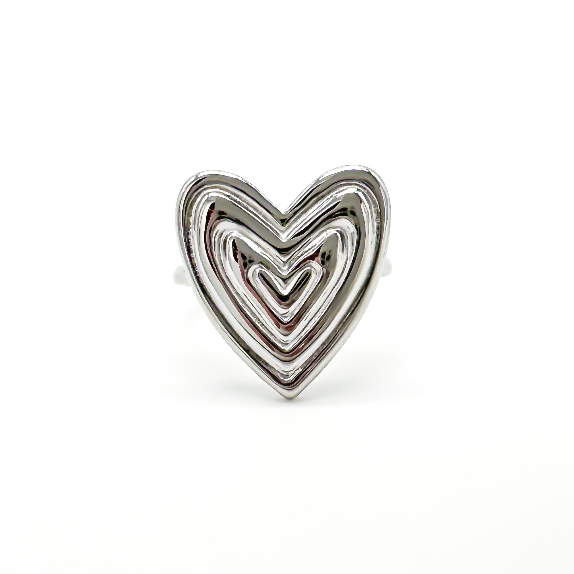 Groovy Heart - Bague - Acier inoxydable - Ajustable