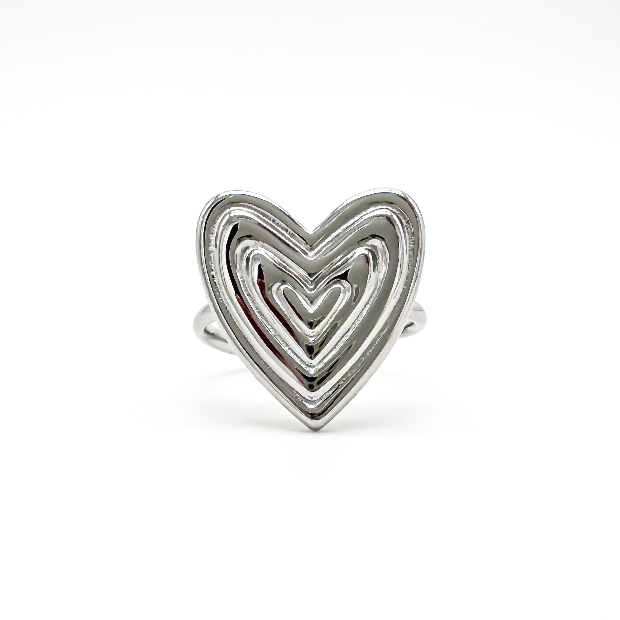 Groovy Heart - Bague - Acier inoxydable - Ajustable