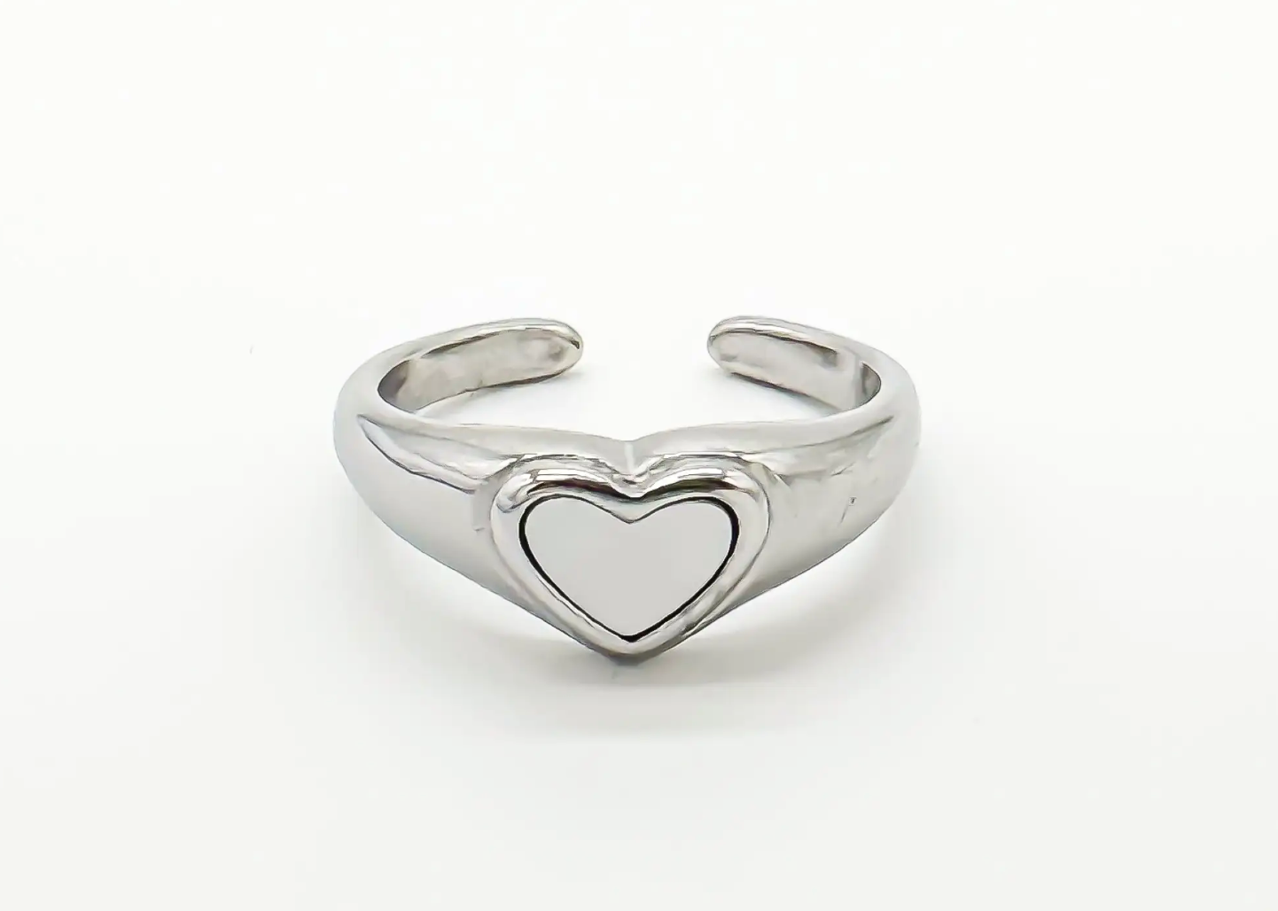 Pearl heart - Ring - Stainless Steel - Verstelbaar