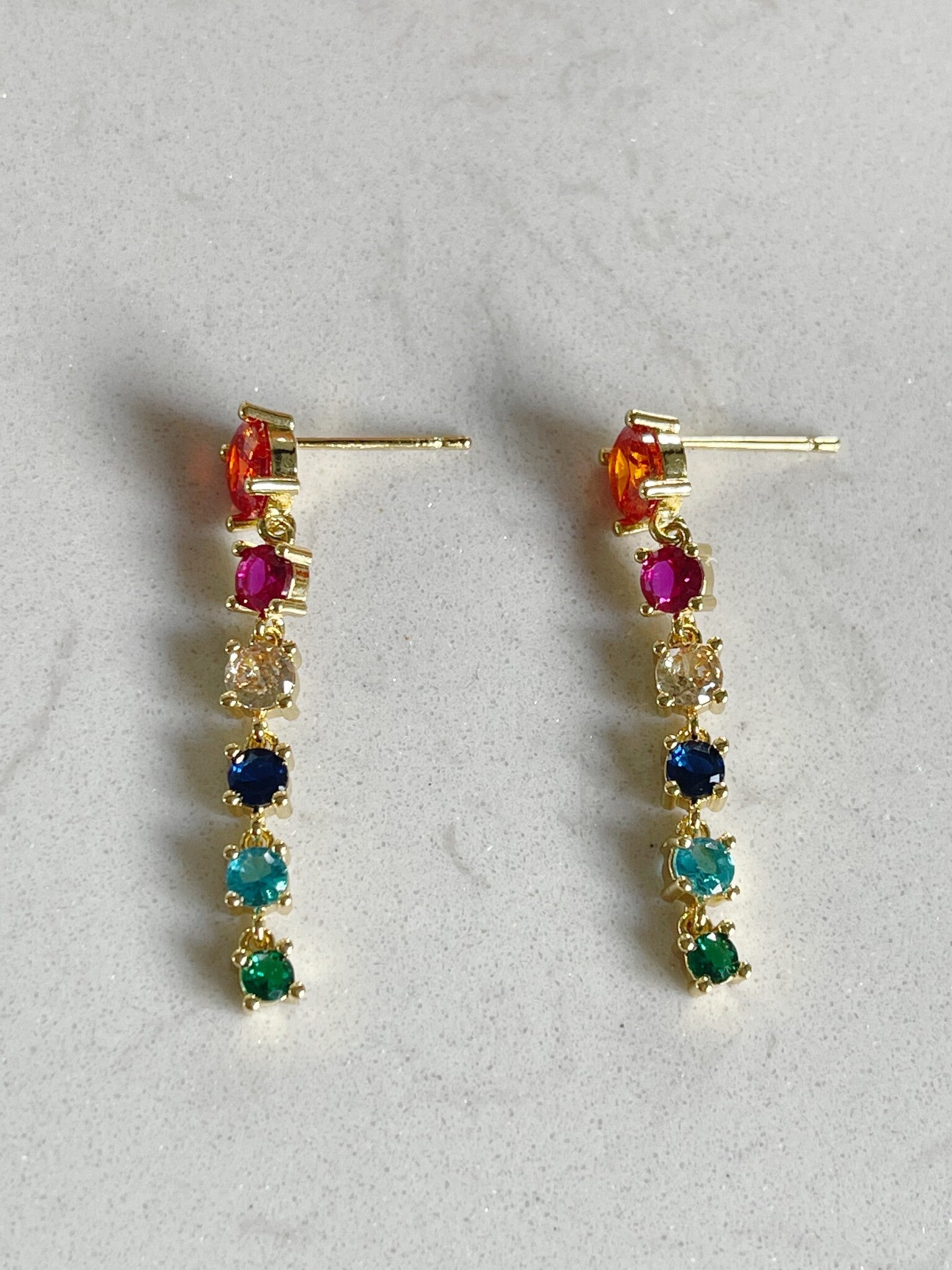 Arc-en-ciel pailleté - Boucles d'oreilles - Acier inoxydable