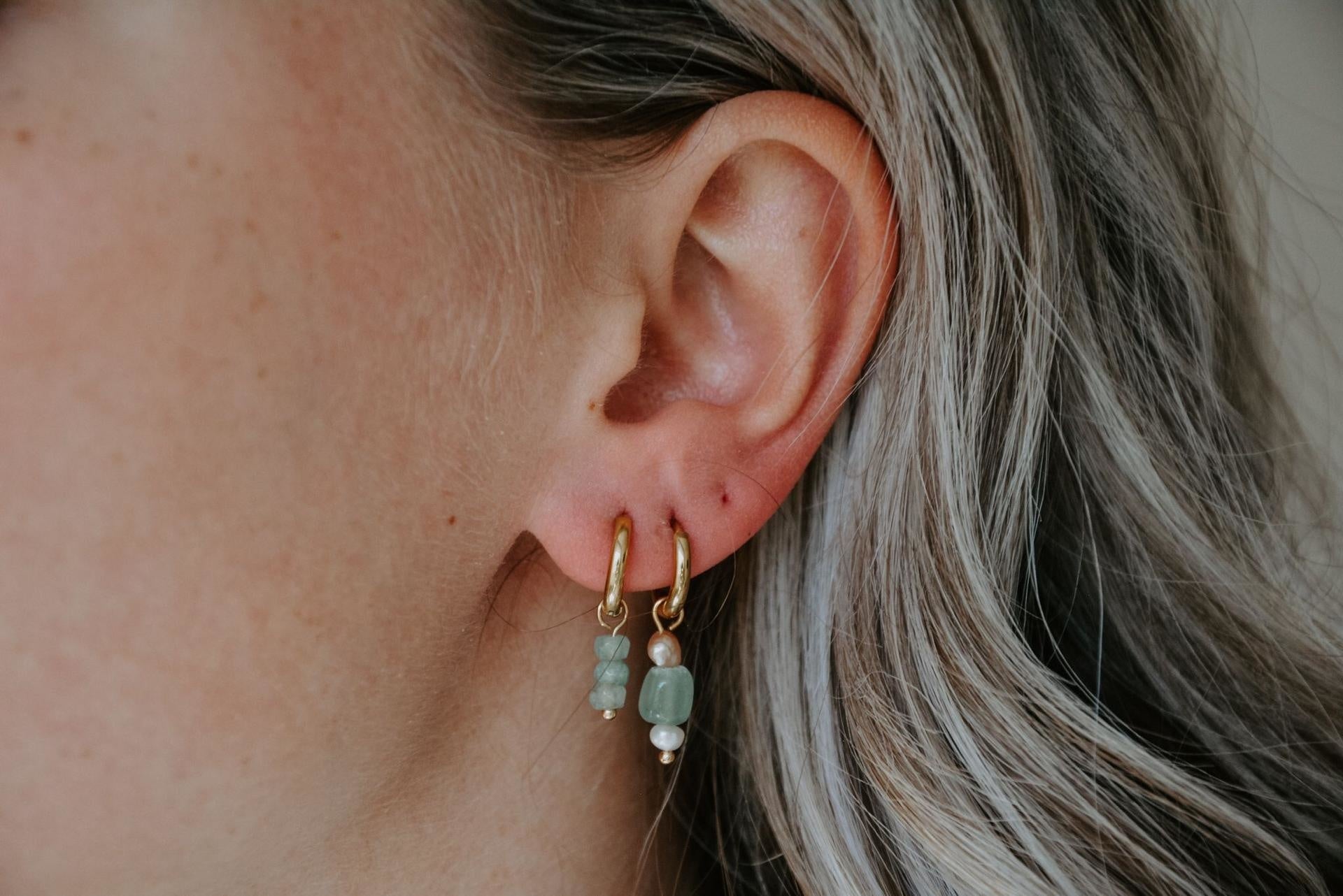 Aventurine Luna - Boucles d'oreilles - Acier inoxydable