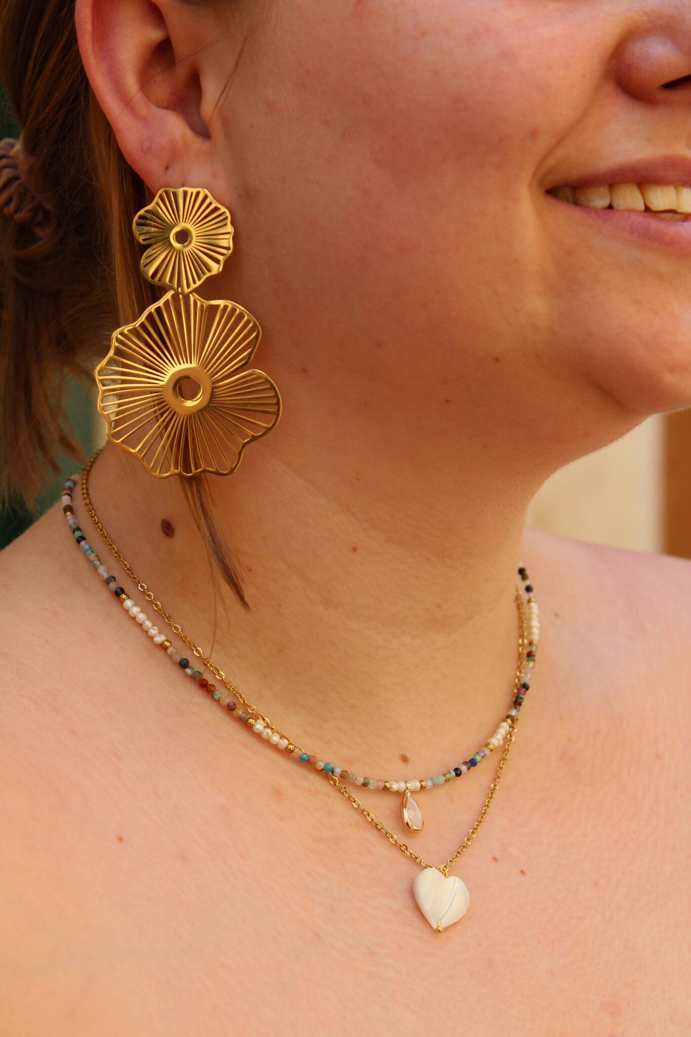 Coquillage en forme de coeur - Collier - Acier inoxydable