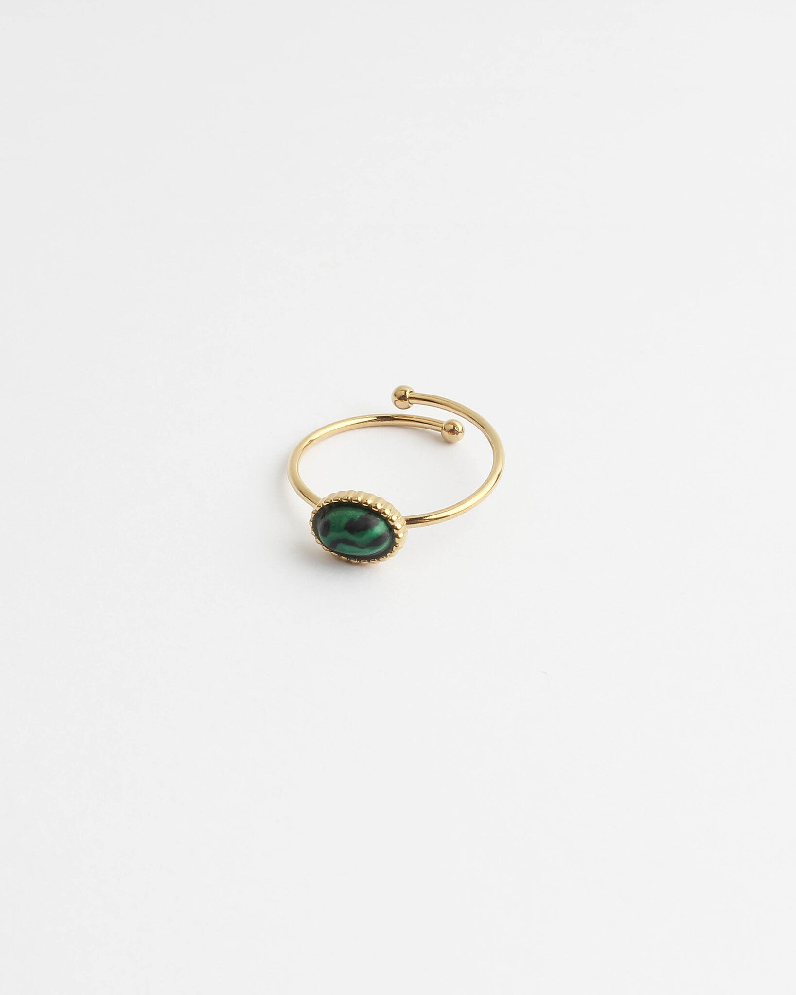 Petite Malachite - Bague - Pierre naturelle - Acier inoxydable - Ajustable