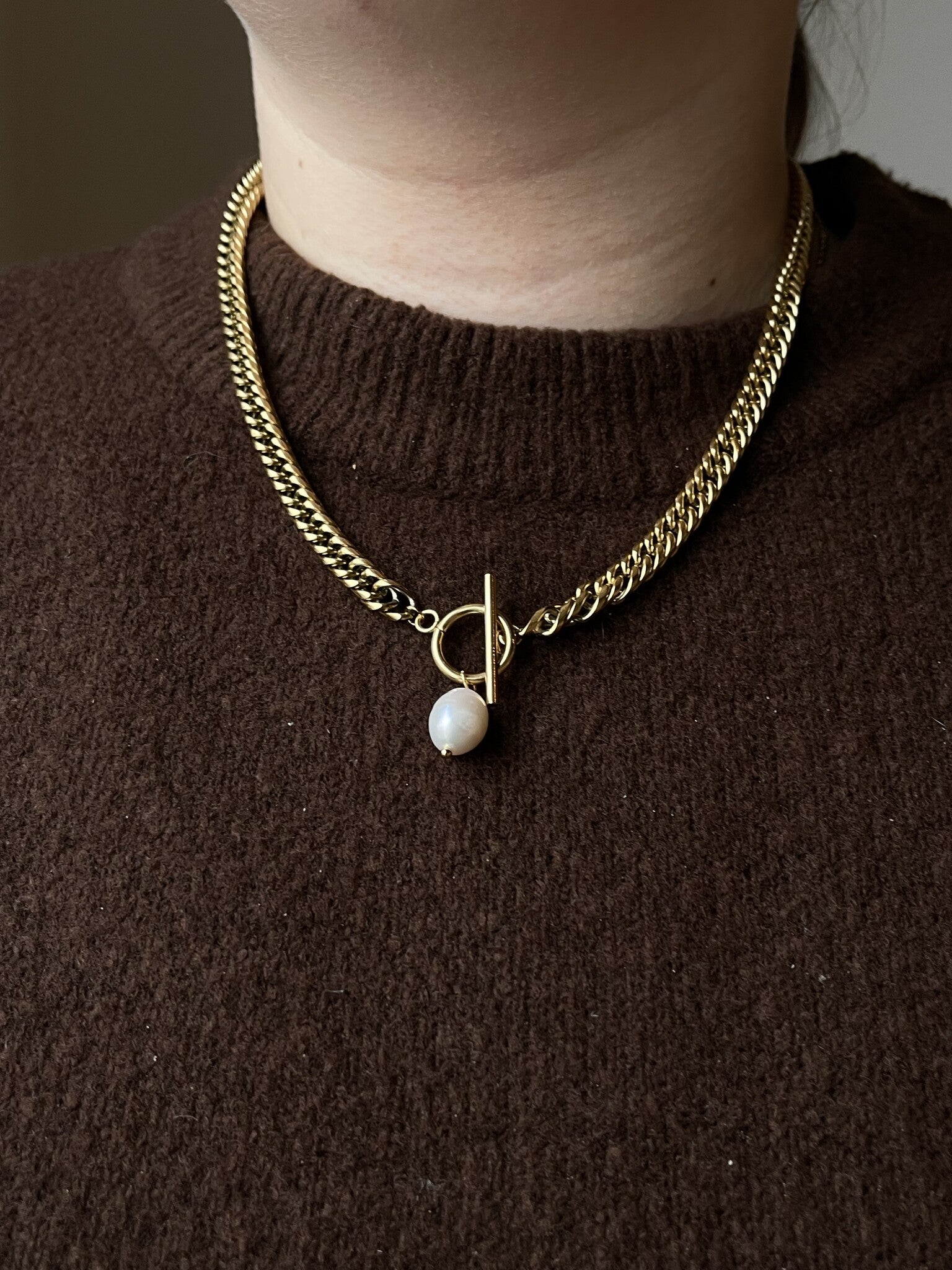 Chunky Pearl - Collier - Acier inoxydable