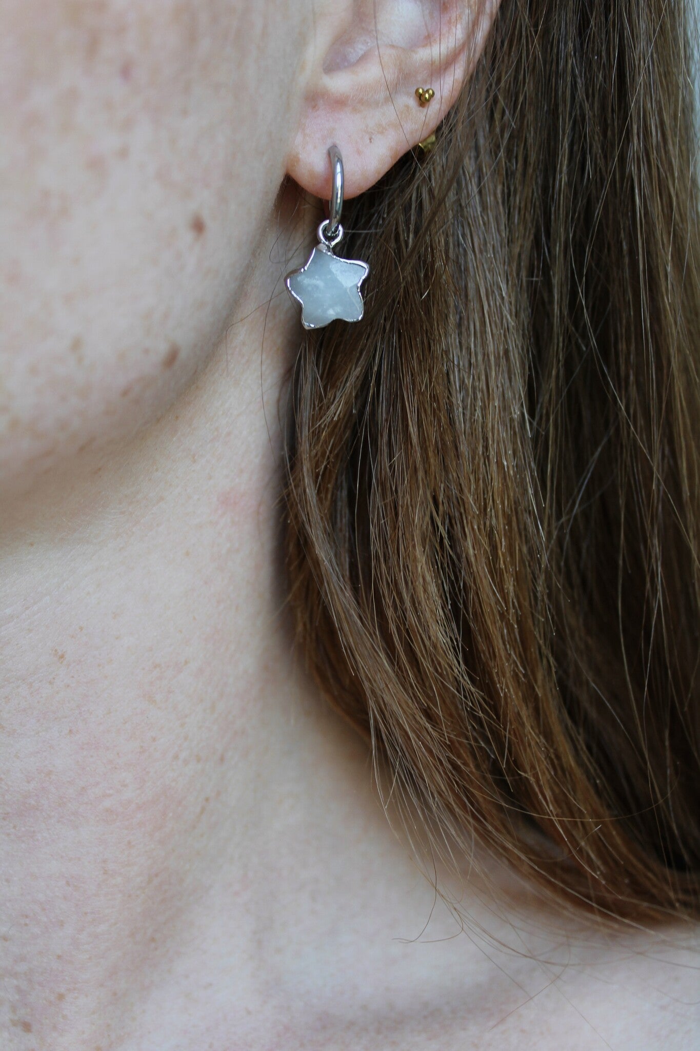 Étoilé - Boucles d'oreilles - Pierre naturelle - Acier inoxydable