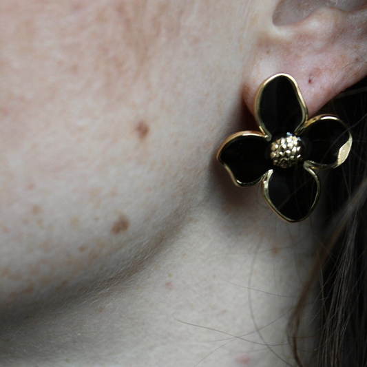 Fleur de déclaration - Boucles d'oreilles - Acier inoxydable