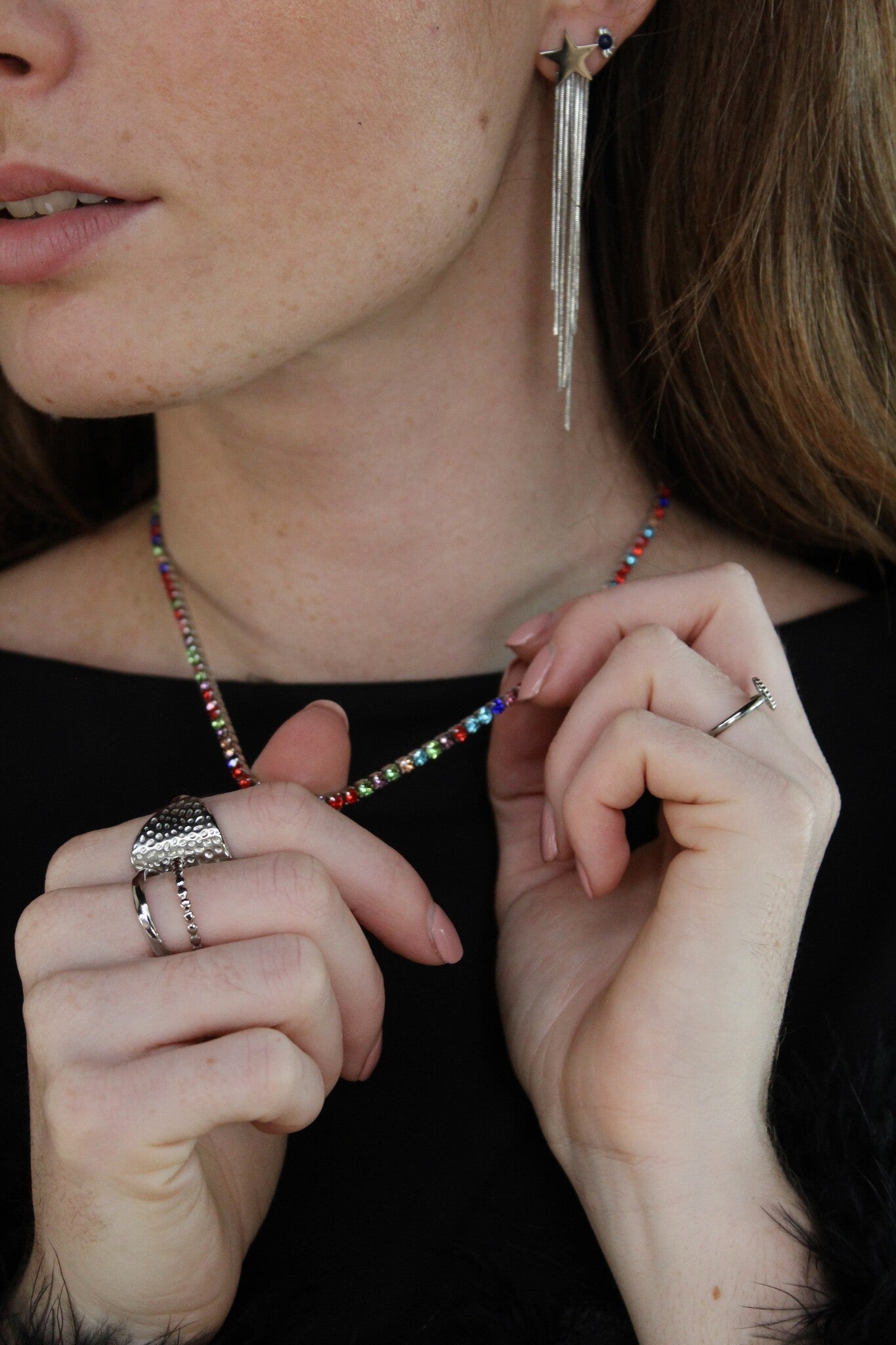 Rainbow glitter - Necklace - Stainless Steel