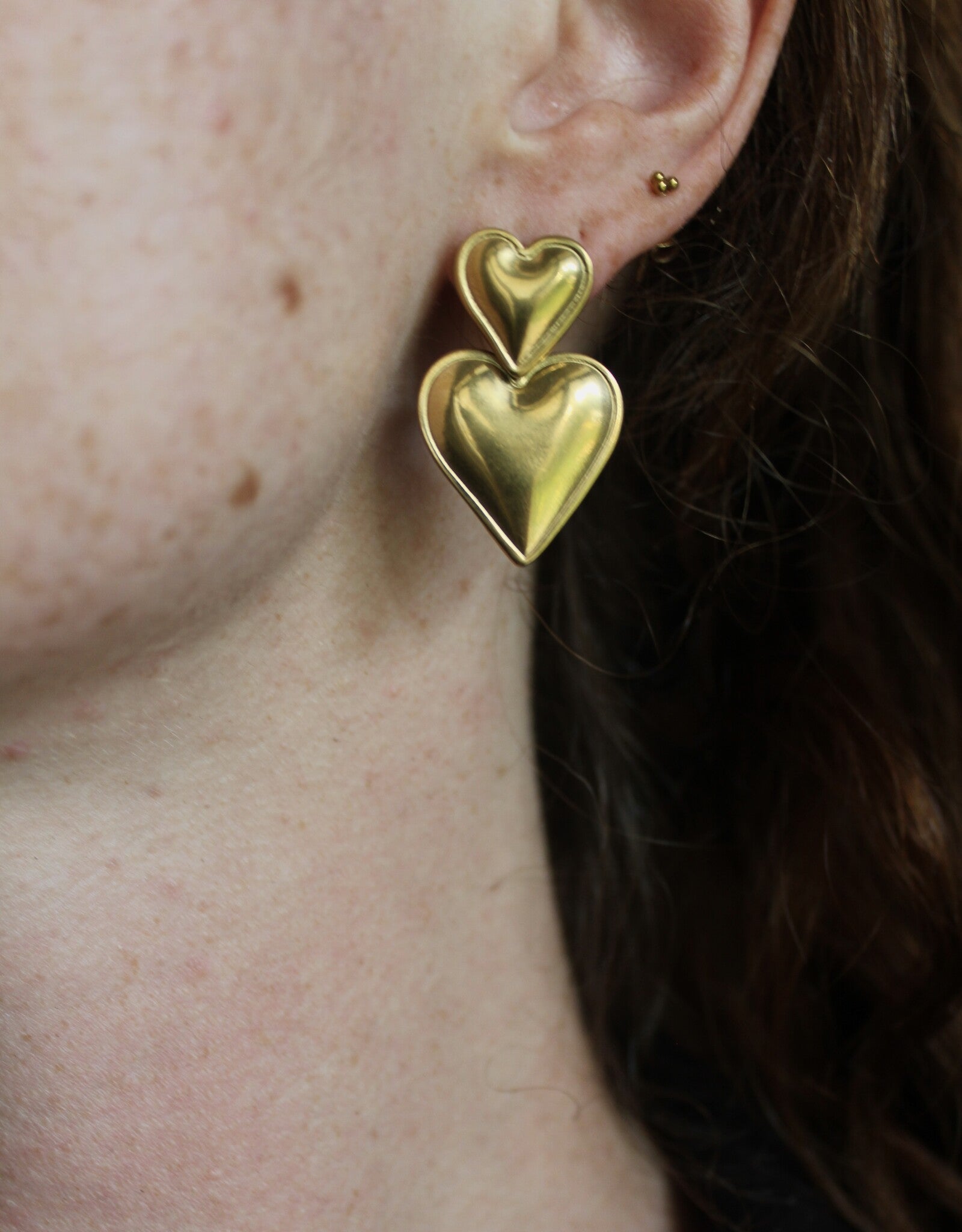 Deux coeurs - Boucles d'oreilles - Acier inoxydable