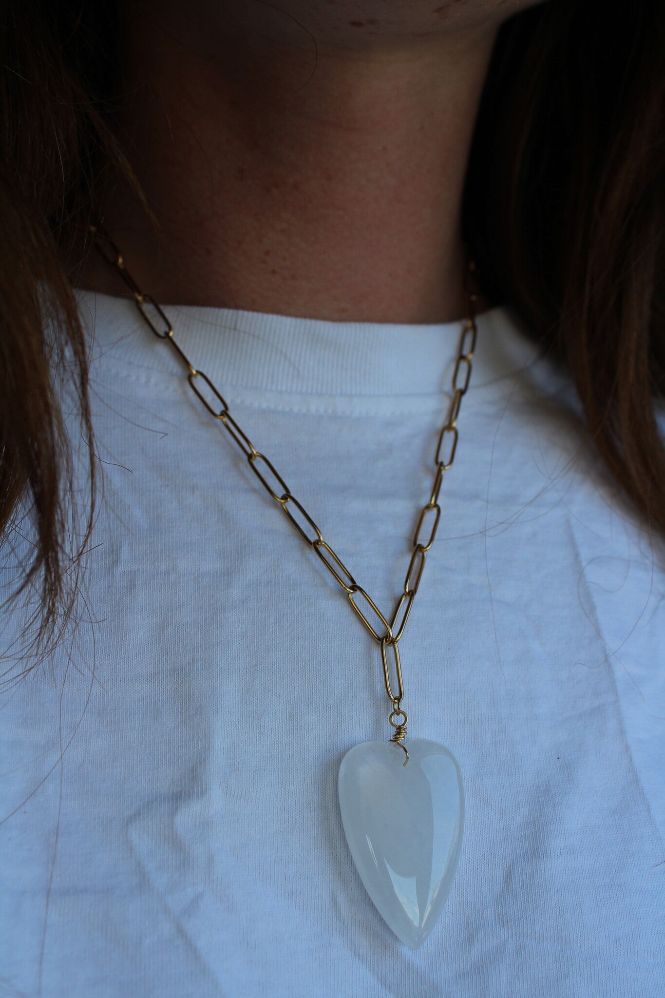 Coeur en pierre naturelle - Collier - Pierre naturelle - Acier inoxydable