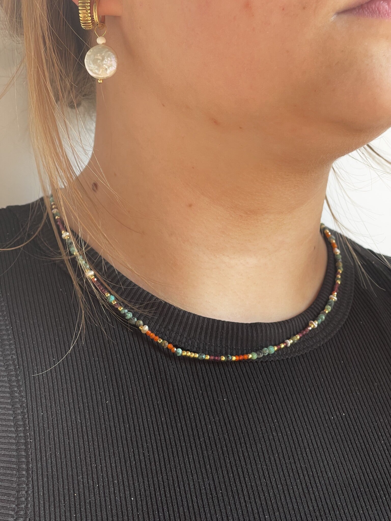 Tira - Collier - Pierre naturelle - Acier inoxydable