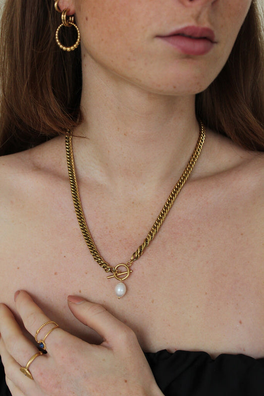 Chunky Pearl - Collier - Acier inoxydable