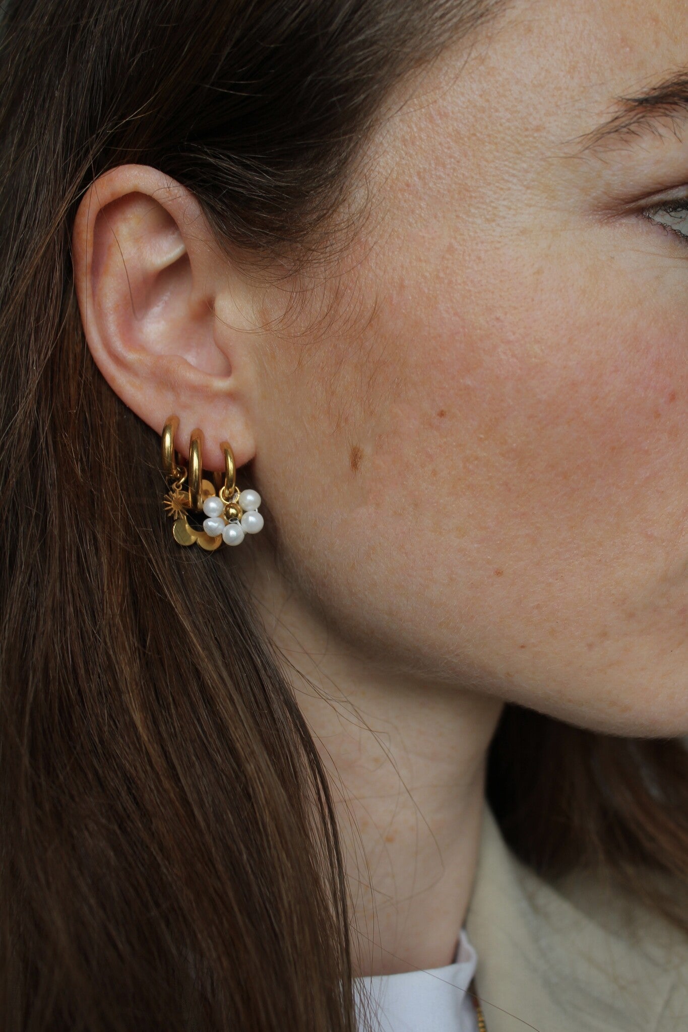 Fleur Blanche - Boucles d'oreilles - Acier inoxydable