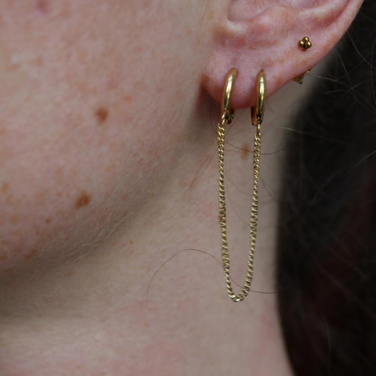 Chaîne - Double boucle d'oreille - Acier inoxydable