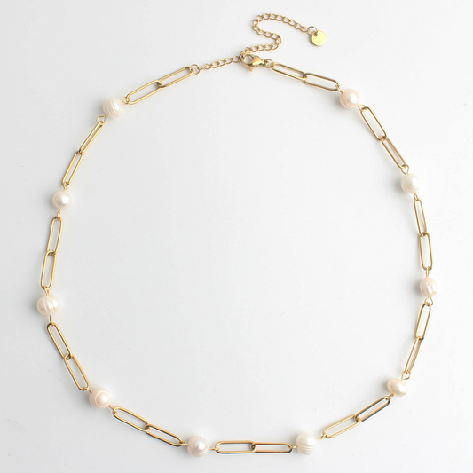 Pearly Chain - Necklace - Stainless Steel