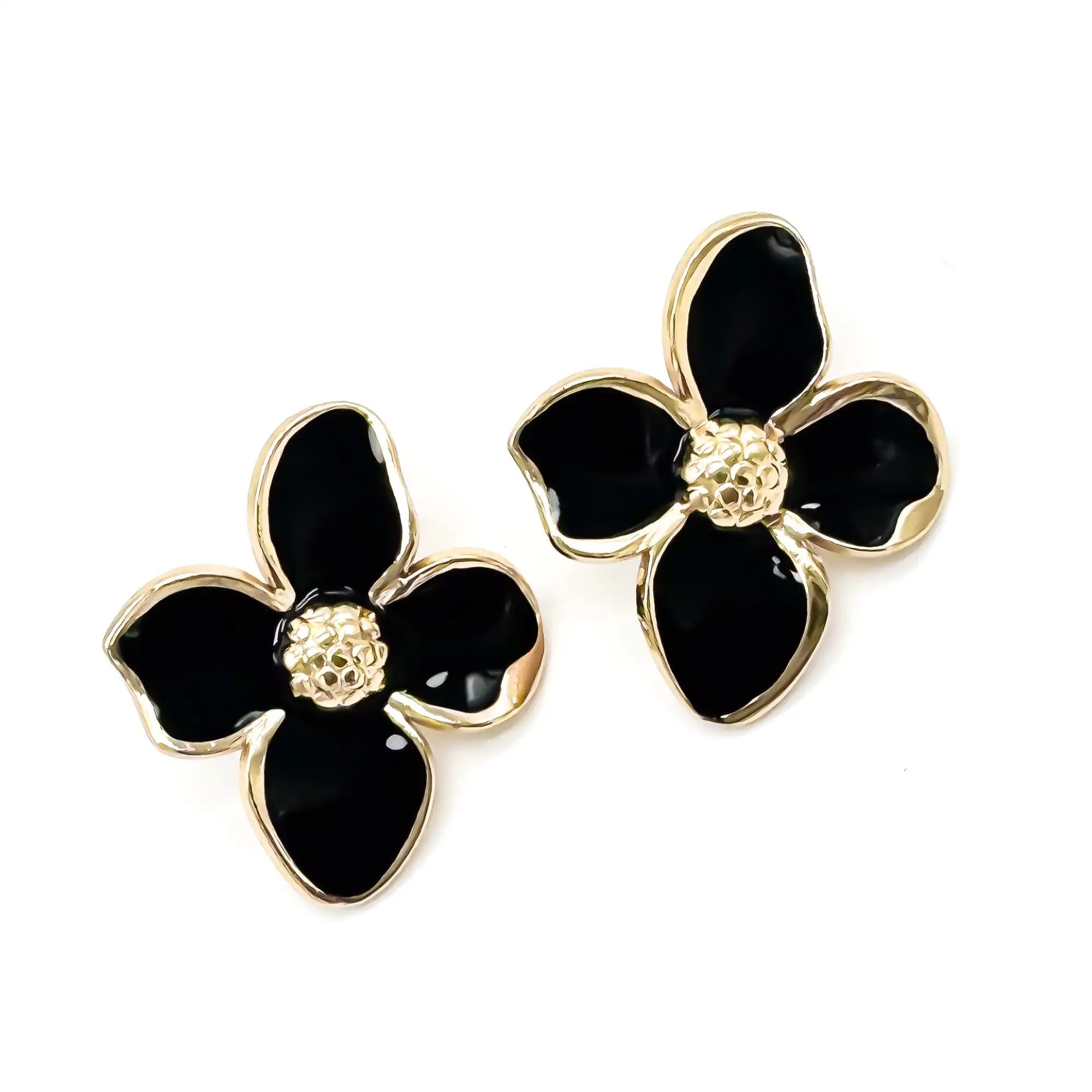 Fleur de déclaration - Boucles d'oreilles - Acier inoxydable